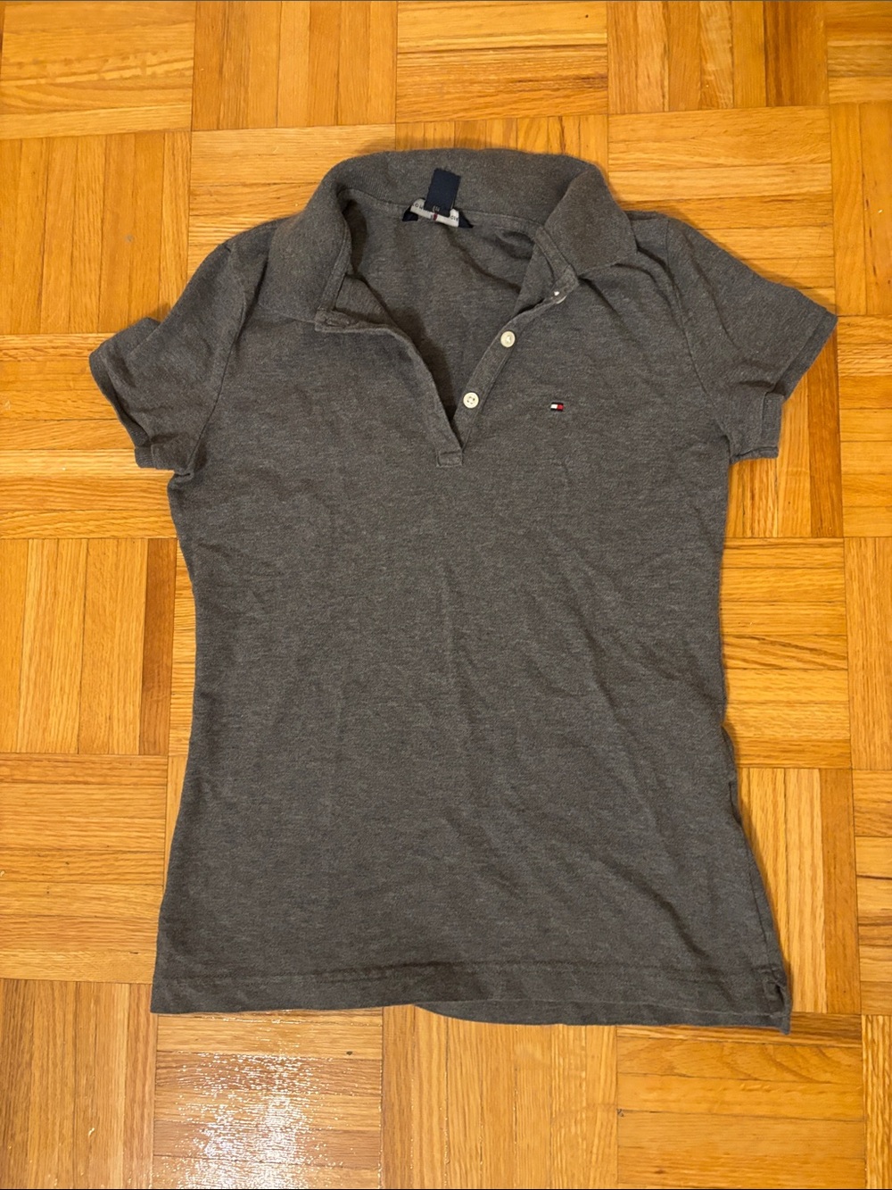 Tommy Hilfiger Women's Charcoal Gray Polo Shirt